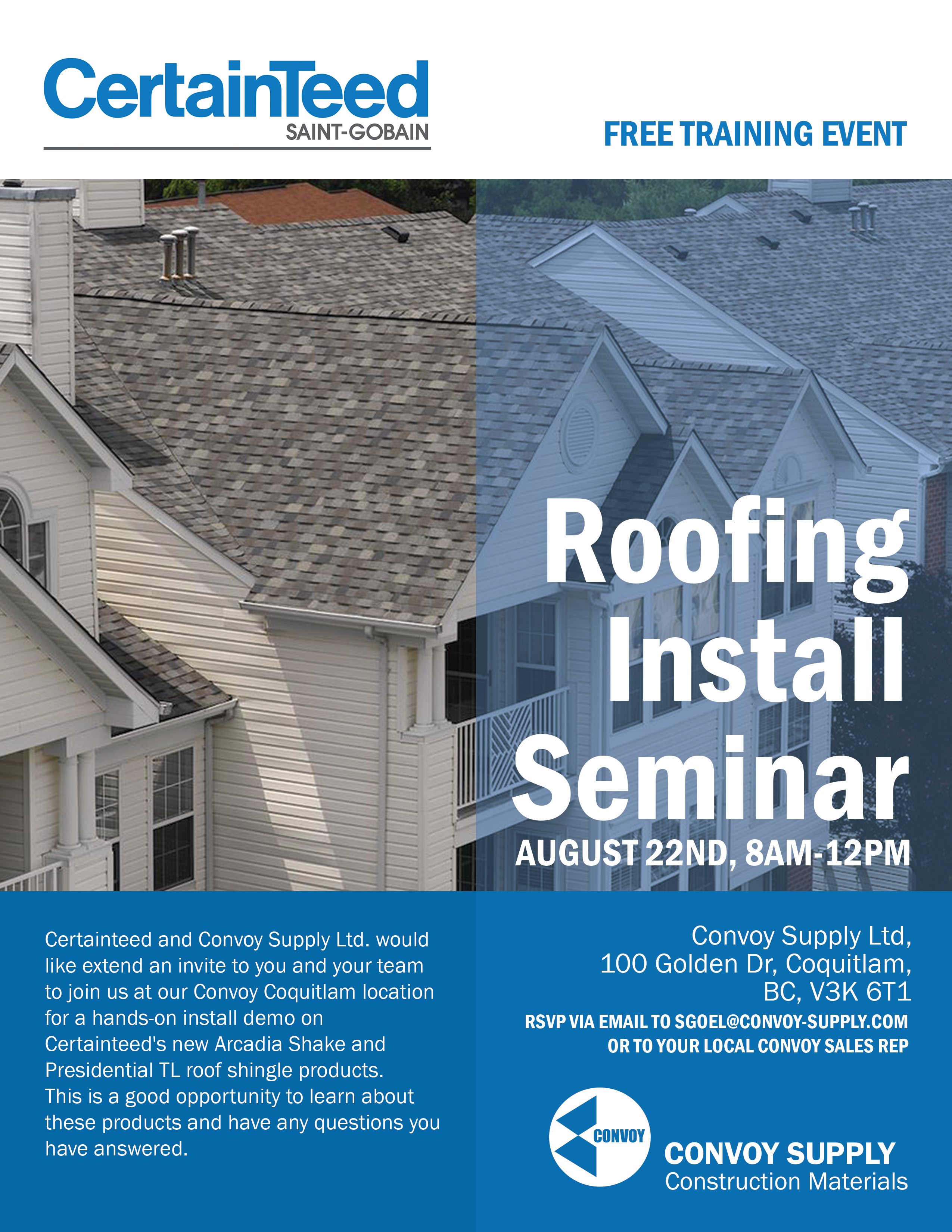 Lower Mainland CertainTeed Siding and Roofing Training Events